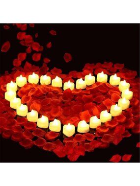 Artificial Rose Petals LED Tea Lights Romantic Wedding Proposal Decor Set Gift